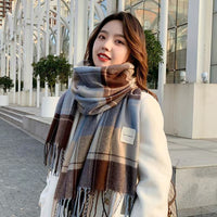2025 Autumn/Winter Plaid Scarf for Men and Women, Thickened Korean Style Warm Shawl