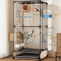 Large Bird Cage for Parrots, Mynahs, and Other Small Birds - Deluxe Breeding Aviary with Optional Wheels