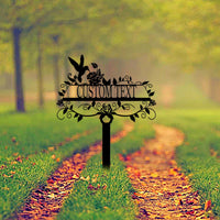 Minimalist Hummingbird Metal Garden Sign Stake, Decorative Hollow Line Art