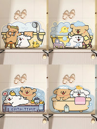 Cartoon Diatomaceous Earth Bath Mat Quick Dry Non-Slip Absorbent Bathroom Floor Mat