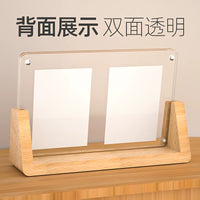 Solid Wood Photo Frame with Acrylic Display for Desktop Pictures and Postcards