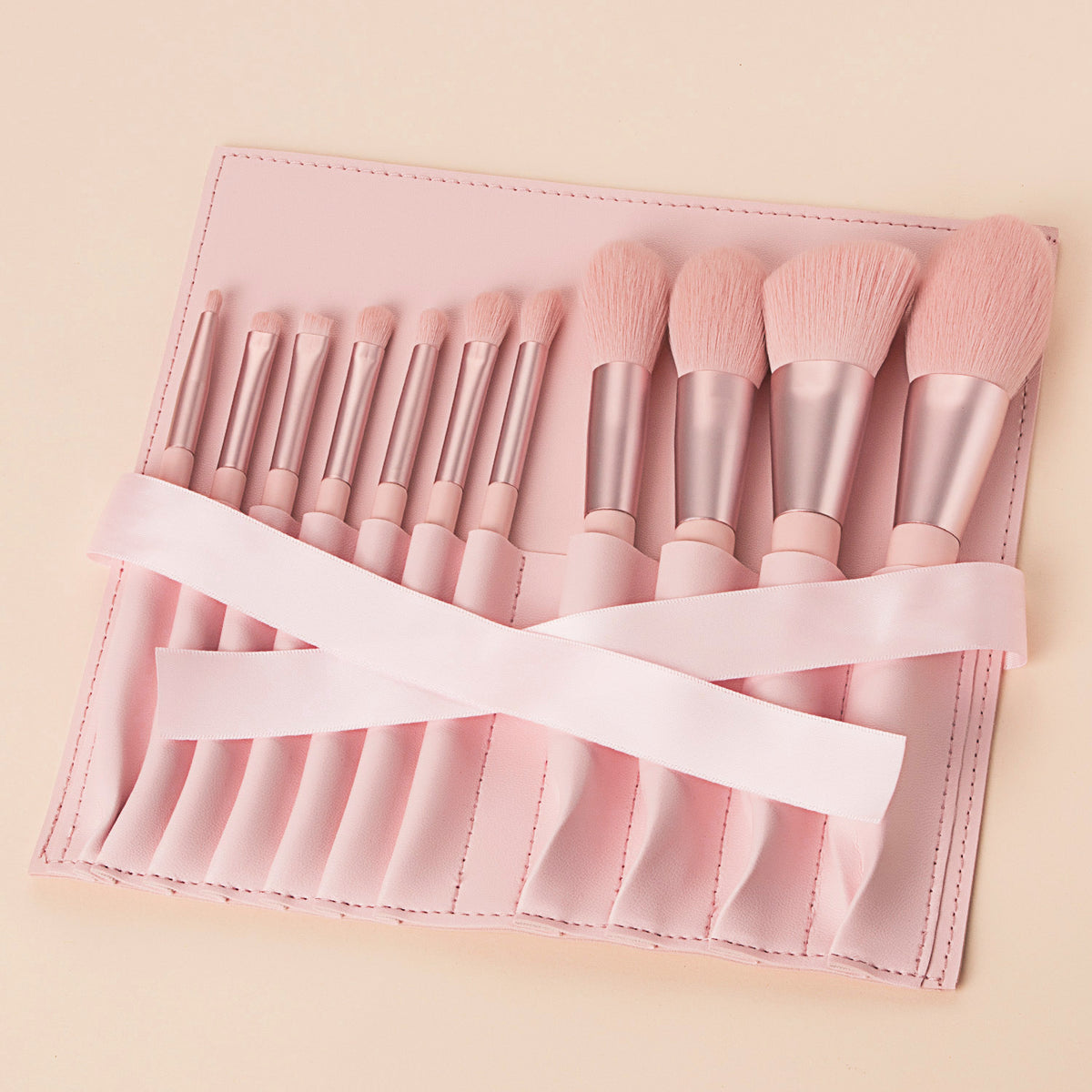 11-Piece Pink Makeup Brush Set with Ultra-Soft Bristles