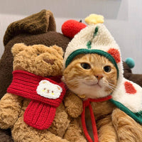 Pet Christmas Cloak for Cats and Dogs, Warm Winter New Year Costume for Photoshoots