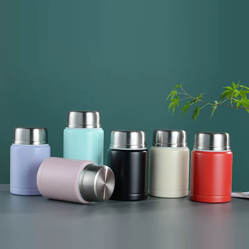 Portable 304 Stainless Steel Vacuum Insulated Food Jar with Spoon, Hot Food Container for Lunch