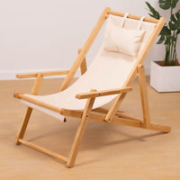 Foldable Solid Wood Lounge Chair for Balcony Camping Outdoor Beach and Patio