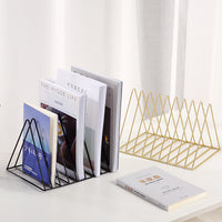 Nordic Creative Triangle Iron Art Bookends Desktop Organizer