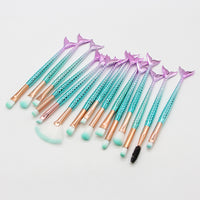 Mermaid Makeup Brush Set with Gradient Handles - Eyeshadow & Cosmetic Tools