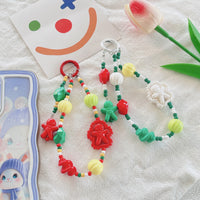 Christmas Snowman Beaded Phone Charm Keychain for Earphone Cases and Cameras