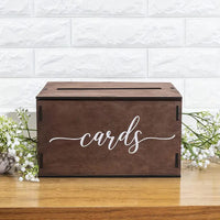 Wooden Wedding Card Box with Slot for Gift Cards