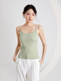 Women's Thermal Fleece Camisole with Built-in Bra Pads, Seamless Sleeveless Base Layer Tank Top