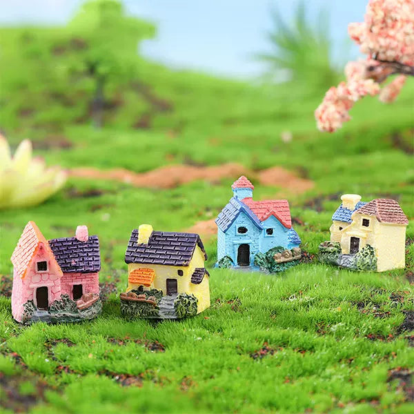 Miniature European-Style House Figurines for Micro Landscape Decor