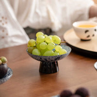 Japanese Ceramic Planter with Tray for Moss Balls & Hydroponics, Desktop Zen Decor
