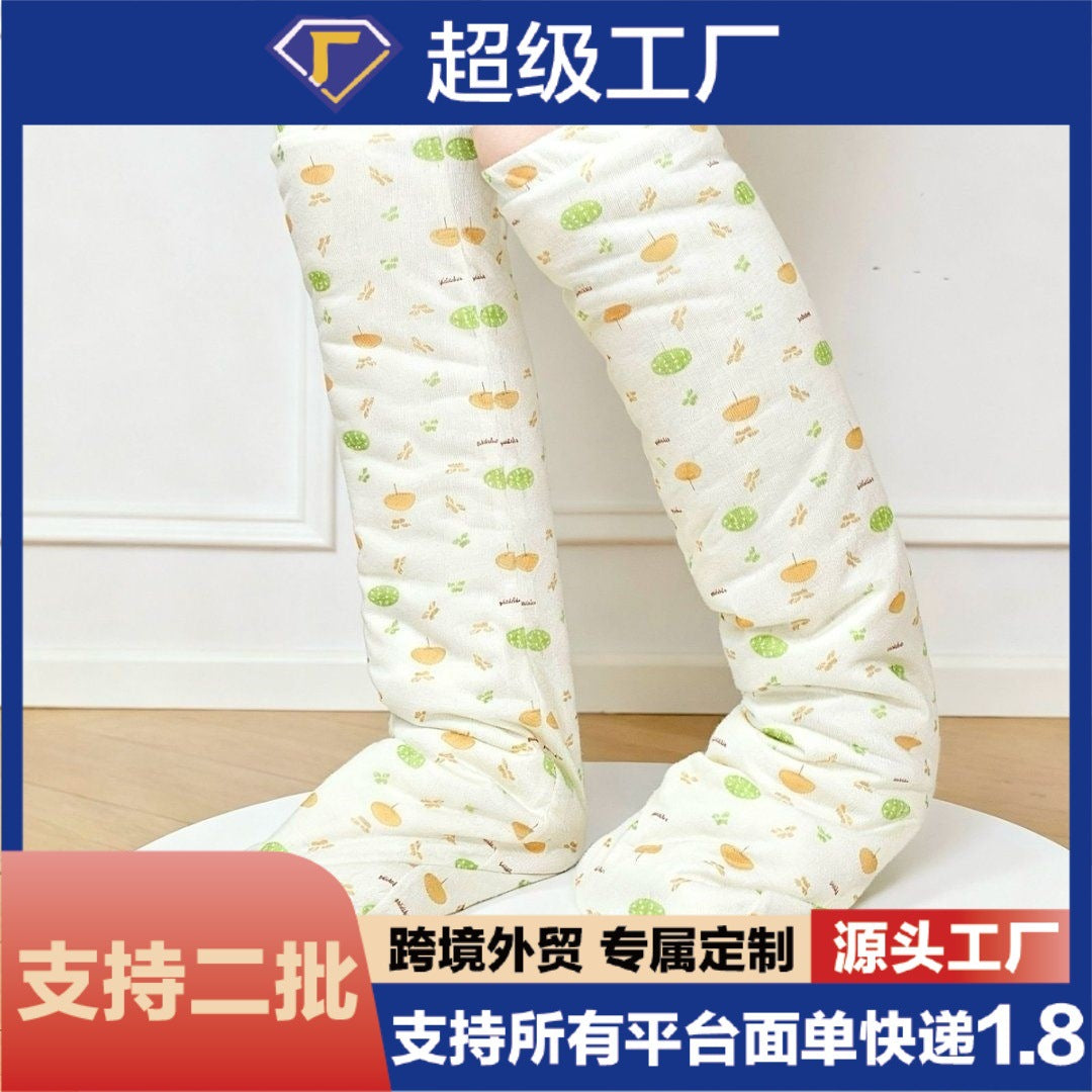 Cotton Lined Thickened Knee-High Socks for Men and Women, Warm Sleep Socks