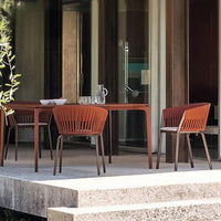 Outdoor Rattan Dining Set with Rock Slab Table for Patio Garden Balcony