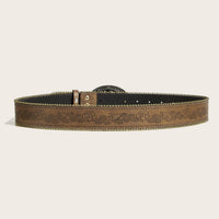 Punk Rock Studded Leather Belt with Snap Buckle for Men