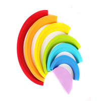 Wooden Arch Rainbow Stacking Blocks for Kids, Educational Creative Toy