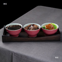 Ceramic Three-Compartment Appetizer Bowl Set for Hot Pot & Snacks