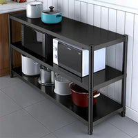 3-Tier Carbon Steel Kitchen Storage Rack for Microwave Oven & Cookware