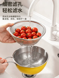 304 Stainless Steel Colander Bowl Set with Handle for Rice Washing, Fruit & Vegetable Draining