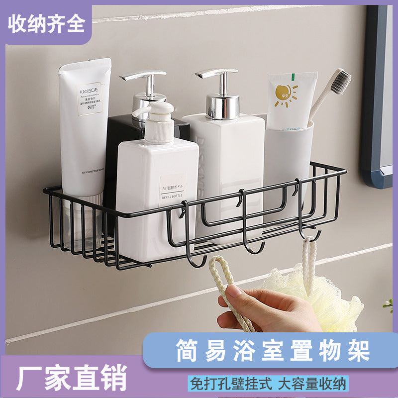 No-Drill Wall-Mounted Stainless Steel Bathroom Shelf with Toilet Paper Holder