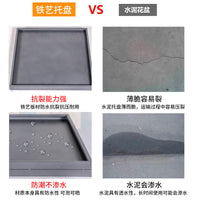 Rectangular Cement Plant Pot Tray with Wheels and Water Catcher, Thickened Leak-Proof Base for Potted Plants