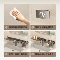 No-Drill Bathroom Mirror Front Shelf with Suction Cups for Washbasin & Faucet Storage