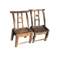 Vintage Wooden Backrest Chair Rustic Farmhouse Decor Prop