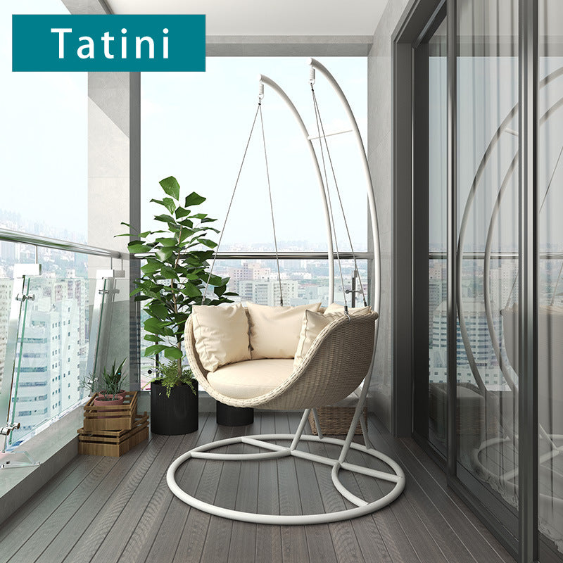 Outdoor Leisure Swing Basket Chair Indoor Balcony Woven Rattan Seat Patio Rattan Chair Single Nordic Rocking Chair
