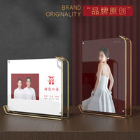 Acrylic Metal Photo Frame Double-Sided Transparent Creative Picture Frame for Desktop Display