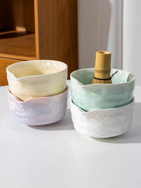 Kakyo Japanese Crystal Glaze Matcha Tea Set with Bowl and Whisk Stand