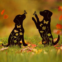Metal Dog Silhouette Garden Stake for Outdoor Lawn Decor