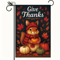 2025 New Thanksgiving Garden Flag Squirrel Pumpkin Autumn Print Outdoor Yard Decorative Creative Flag Cloth
