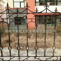 Wrought Iron Outdoor Fence Panel for Schools and Residential Areas, Heavy-Duty Cast Iron Barrier, Black