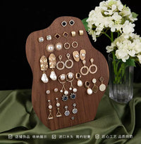 Luxury Walnut Wood Earring Holder and Jewelry Display Stand for Dresser