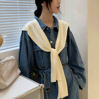 Women's Lightweight Wool Blend Shawl Poncho for Spring/Summer