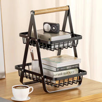 Carbon Steel 2/3-Tier Fruit Vegetable Basket Kitchen Storage Organizer