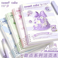 Cartoon Dessert Loose-Leaf Notebook, Detachable Pages, Smooth Writing, Cute Aesthetic for Girls