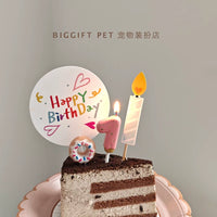 Pet Birthday Strawberry Donut Number Candle Set for Cats and Dogs, Cute Cartoon Cake Dessert Party Decoration