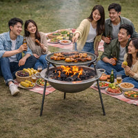 Portable Outdoor Tripod Grill and Fire Pit for Picnics and Camping, Charcoal Brazier with Handle