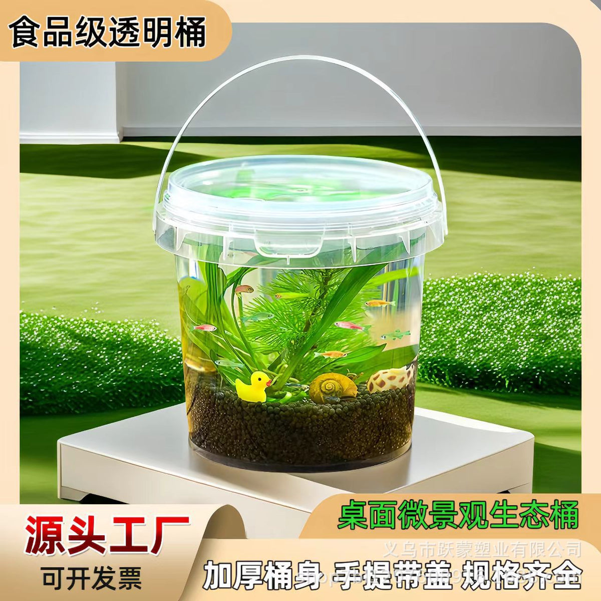 Transparent Portable Fish Tank for School Biology Micro-Landscape Eco-Bucket Food Grade Plastic Kids Ornamental Fish Bucket
