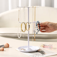 2-Tier Metal Jewelry Organizer Stand for Bracelets, Necklaces, Sunglasses, and Headbands