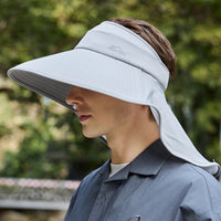 Men's Summer UV Protection Sun Hat with Neck Flap, Breathable Ice Silk Wide Brim Empty Top for Outdoor Hiking