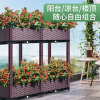 Rectangular Plastic Raised Garden Bed Planter Box for Home Balcony Vegetable Planting