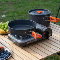 Portable Outdoor Camping Cookware Set with Kettle and Folding Aluminum Alloy Pot