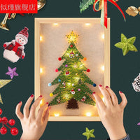 DIY Christmas String Art Kit with Frame, Hammer, and Lights - Handmade Nail and Thread Craft for Kids and Adults