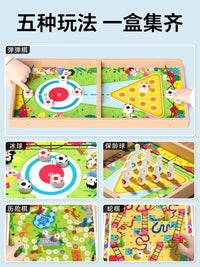 Wooden Fast Sling Puck Game Set for Kids and Adults - Multi-Game Tabletop Fun