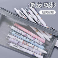 Korean Simple Transparent Mesh Pencil Case for Women and Men, Large Capacity Stationery Pouch for Exams and Document Storage