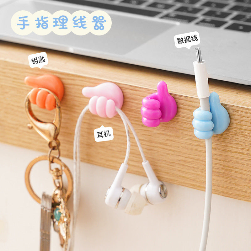 Finger-Shaped Adhesive Cable Organizer Hooks for Charging Cables and Data Lines