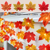 Thanksgiving LED String Lights with Pumpkin and Maple Leaf Decorations