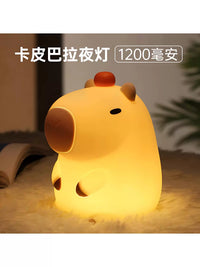 Capybara Pat-Pat LED Night Light - Rechargeable Eye Protection Bedside Lamp for Bedroom & Desktop